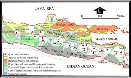 Gambar 3.1  Peta Fisiografi daerah Jawa Tengah dan Jawa Timur (Van Bemmelen,   