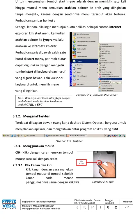 Gambar 2.4  aktivasi start menu