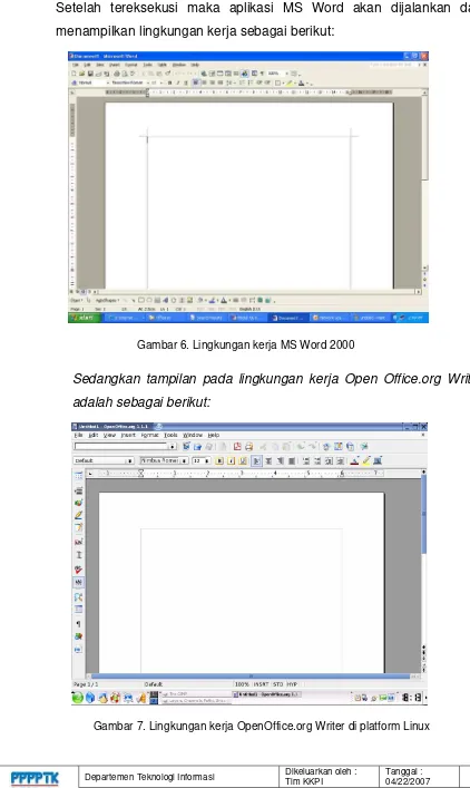 Gambar 6. Lingkungan kerja MS Word 2000 