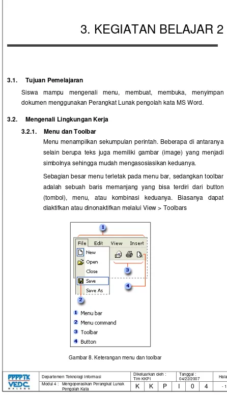 Gambar 8. Keterangan menu dan toolbar 