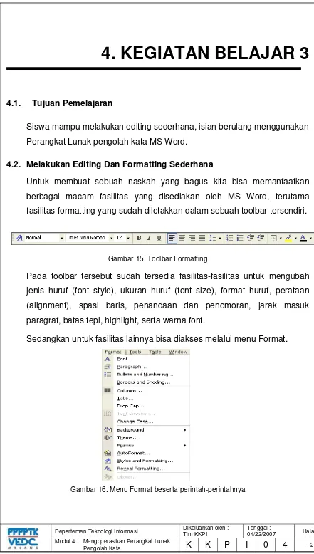 Gambar 15. Toolbar Formatting  