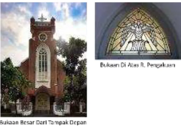 Gambar 7. Bukaan Tampak Muka Gereja Dan Bukaan Di Atas Ruang Pengakuan 