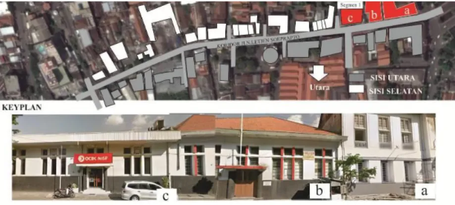 Gambar 10.  Visual  pada Segmen 1-Sisi Selatan Koridor Terbentuk dari Bangunan (a) PT Rajawali Nusindo, (b) Kantor Sewa 