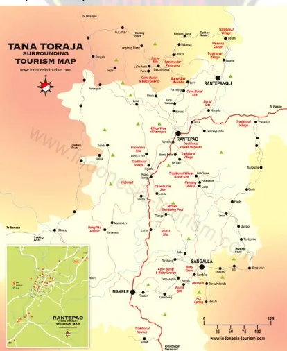 Gambar 1. Peta Sulawesi Menunjukkan  Lokasi Tana Toraja 