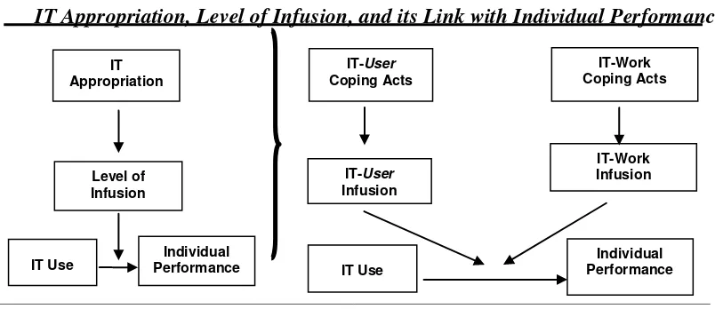 Gambar 1  Model hubungan apropriasi teknologi informasi, level infusi, dan 