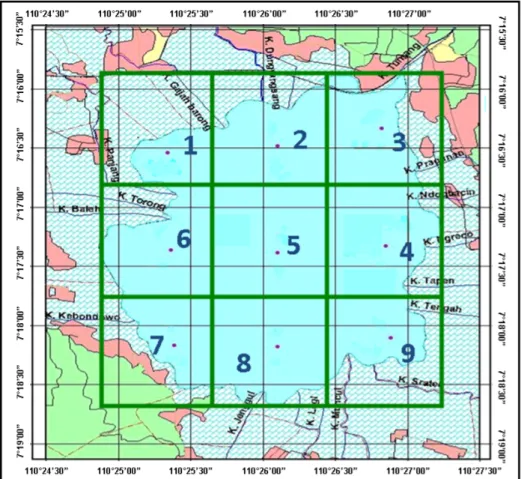 Gambar 1. Peta Lokasi Pengambilan Sampel di Perairan Rawa Pening, Ambarawa. Figure 1. Map of Sampling Location in Lake Rawa Pening, Ambarawa