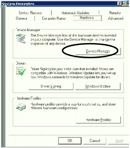 Gambar 2. System Properties, hardware tab 