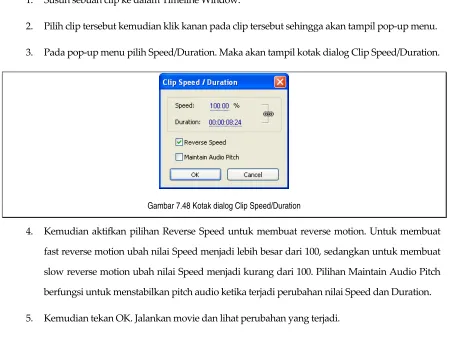 Gambar 7.48 Kotak dialog Clip Speed/Duration 