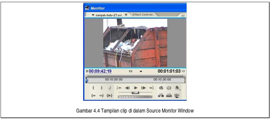 Gambar 4.4 Tampilan clip di dalam Source Monitor Window 