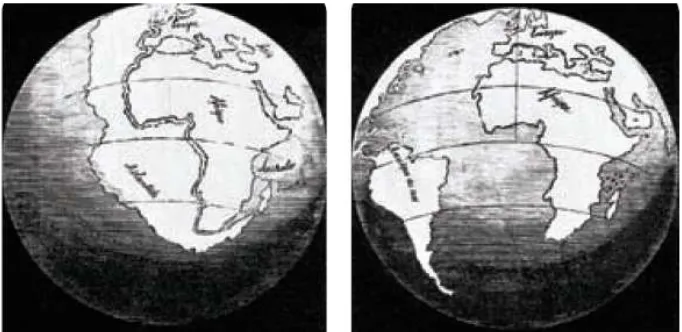 Gambar 1.2: Continental drift, sebuah hipotesa tentang bagaimana perubahan bentuk benuasejak 200 juta tahun yang lalu, dicetuskan oleh Wegener pada tahun 1912