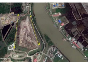 Gambar  2  Desain  lintasan  pengukuran  di  lokasi  penelitian (Google Earth, 2018). 
