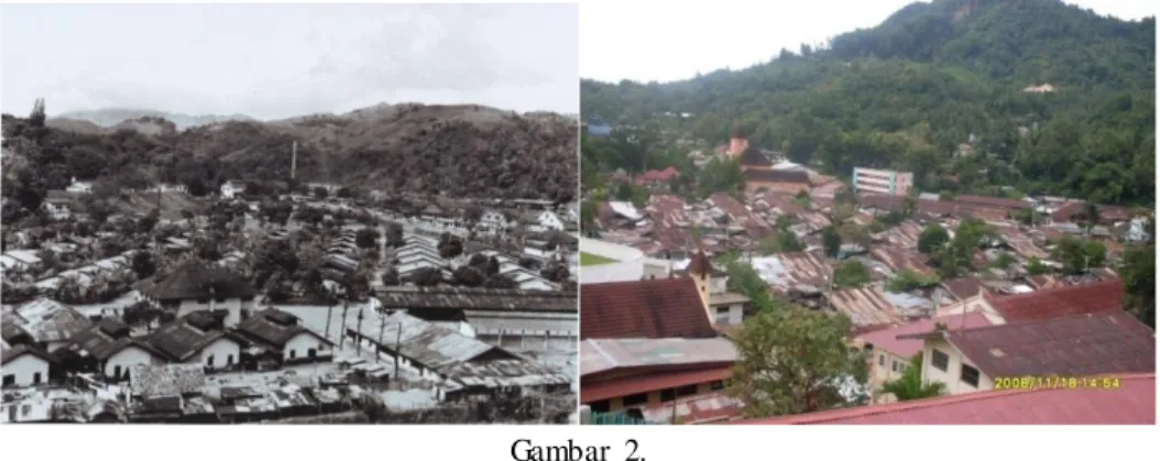 Foto Kawasan Tanah Lapang dan Tangsi Baru Tahun 1930  (kiri)  dan kondisi sekarang (kanan) 