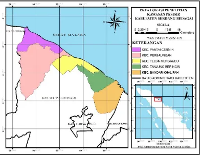 Gambar 1. Peta Lokasi Penelitian kawasan pesisir Sedang Bedagai 
