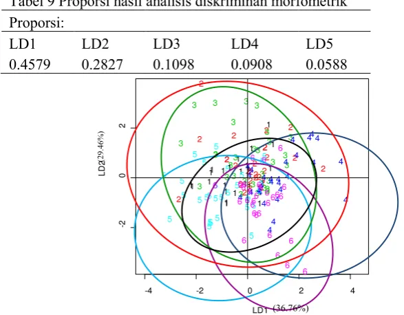 Tabel 9 Proporsi hasil analisis diskriminan morfometrik 