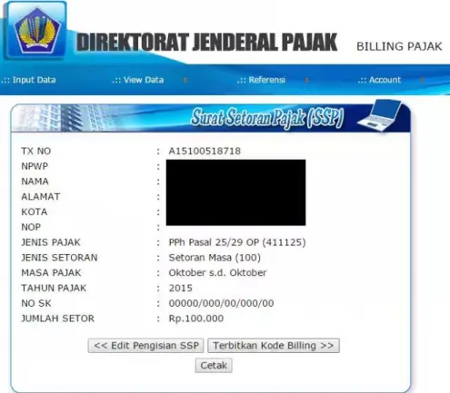 Gambar 4.11 Tampilan Menu SSP yang sudah terisi 