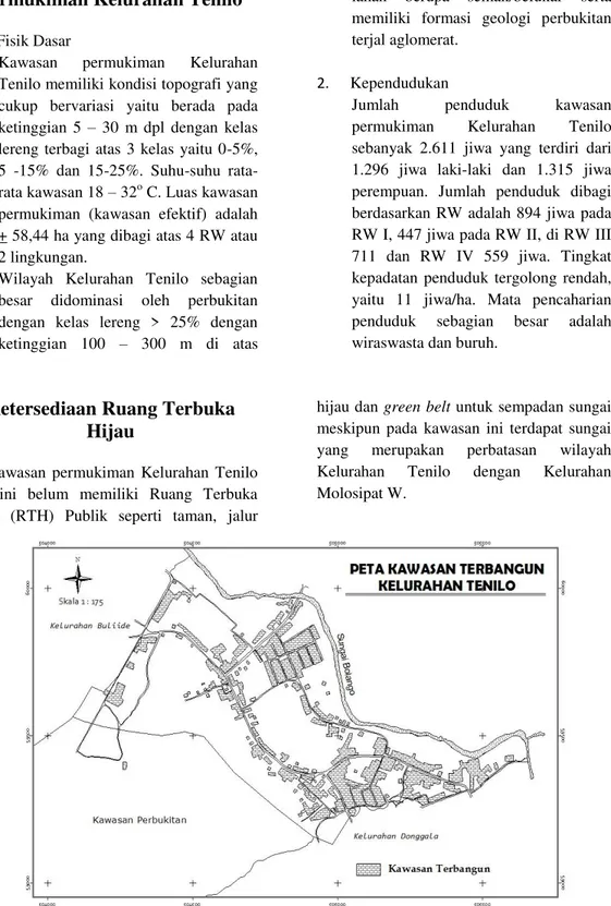 Gambar 2. Peta Kawasan Terbangun Kelurahan Tenilo  Sumber : Bappeda, Gorontalo 