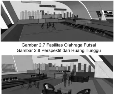 Gambar 2.7 Fasilitas Olahraga Futsal  Gambar 2.8 Perspektif dari Ruang Tunggu 