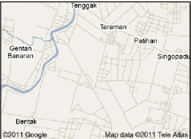 Gambar 1. Peta lokasi Patihan, Sragen, Jawa Tengah  Sumber: www.googlemap.com,2012 