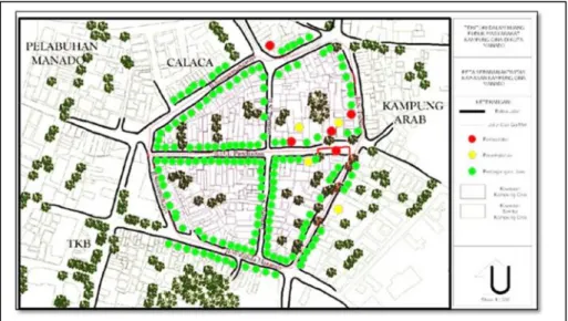 Gambar 3 Peta Sebaran Aktivitas di Ruang Publik Kawasan Kampung Cina Manado