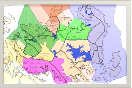 Gambar 4.2.    Contoh Pengelompokan Mapping berdasarkan wilayah atau  lokasi usaha berdasarkan Wilayah Administrasi Tahun 2007 