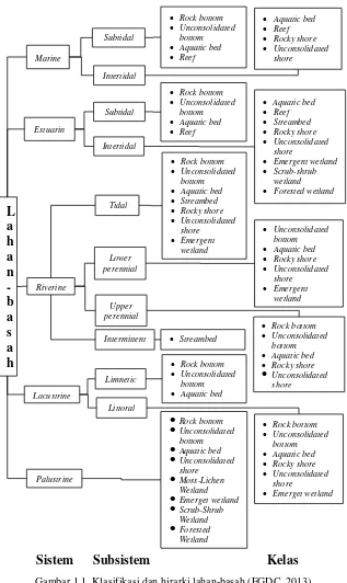 Gambar 1.1  Klasifikasi dan hirarki lahan-basah (FGDC, 2013) 