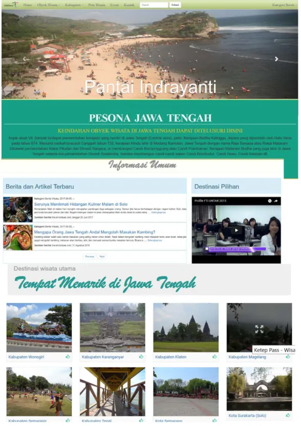 Gambar 15. Halaman Utama Website Wisata Jawa Tengah (bersambung) 