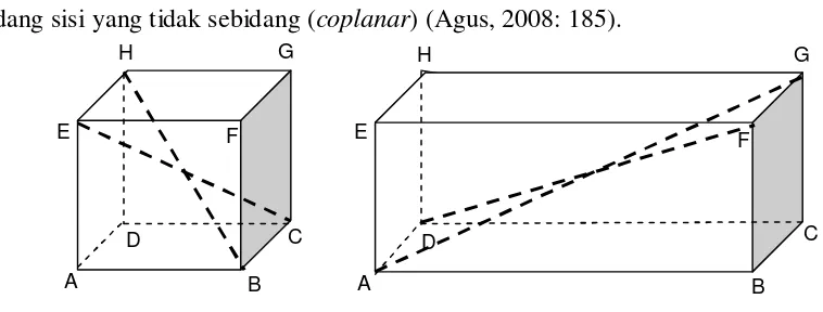 Gambar di atas adalah beberapa contoh diagonal sisi kubus dan balok. 
