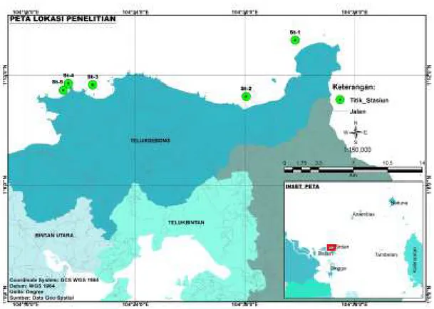 Gambar 1. Lokasi Penelitian di Perairan Teluk Sebong 