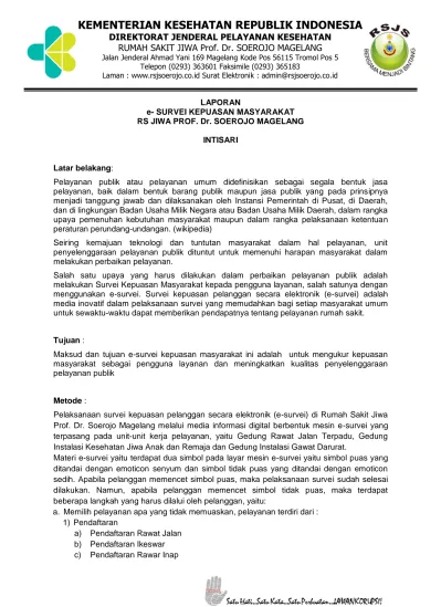 LAPORAN E- SURVEI KEPUASAN MASYARAKAT RS JIWA PROF. Dr. SOEROJO ...