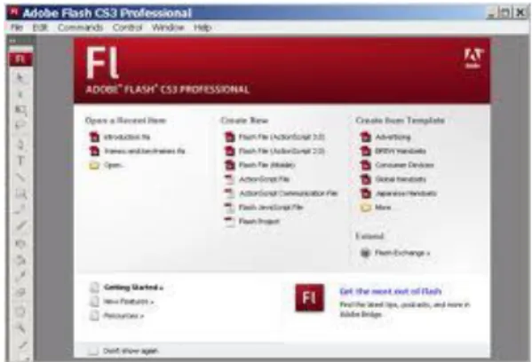 Gambar 2.2. Tampilan awal Adobe Flash CS3. 