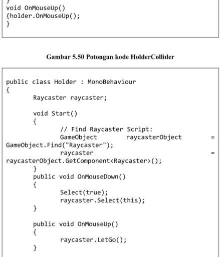 Gambar 5.50 Potongan kode HolderCollider 