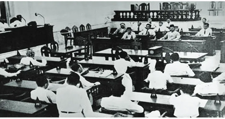 Gambar 4.2 Sidang PPKI menetapkan UUD 1945 yang secara langsung menetapkan bentuk negara Indonesia sebagai negara kesatuan.
