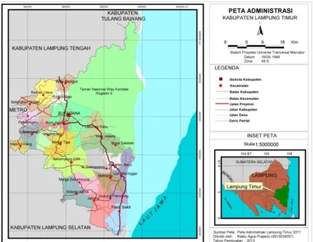 Gambar 1. Peta Administrasi Kabupaten Lampung Timur 