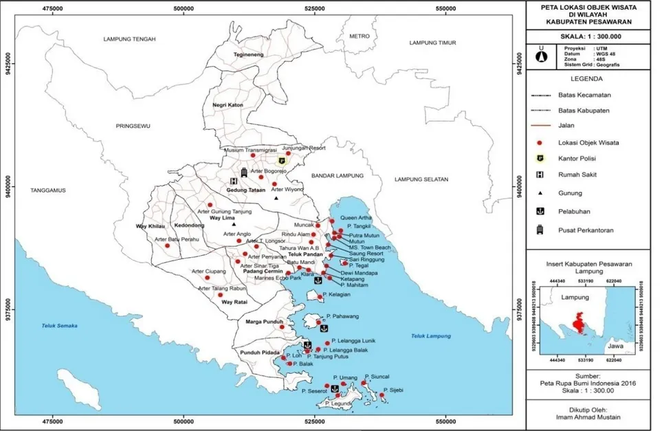Gambar 8. Peta Lokasi Objek Wisata Kabupaten Pesawaran 