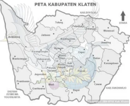 Gambar 4. Peta wilayah kabupaten Klaten (sumber: Pemkap Klaten). 