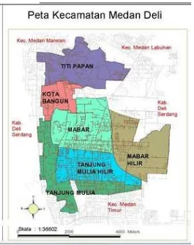 Tabel. 4.2 Luas Wilayah menurut kelurahan di kecamatan Medan Deli tahun 2015.