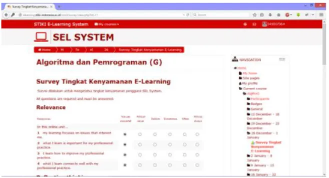 Gambar 4. Online Kuisioner COLLES 