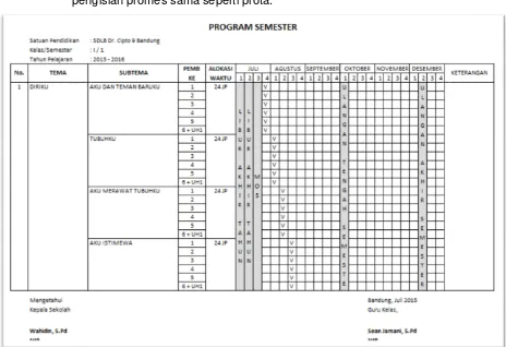 Gambar 2. 2: Contoh Format Program Semester SDLB 