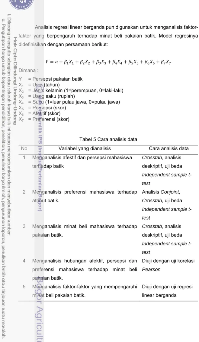 Tabel 5 Cara analisis data 