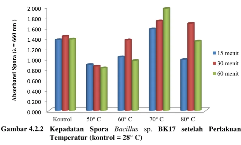Gambar 4.2.2  Kepadatan Spora  Bacillus sp. BK17 setelah Perlakuan 