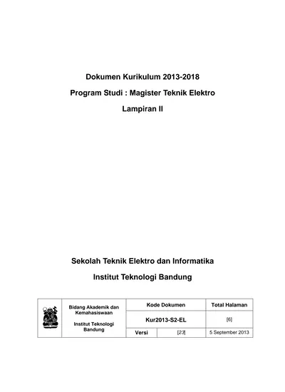 Dokumen Kurikulum Program Studi : Magister Teknik Elektro. Lampiran II