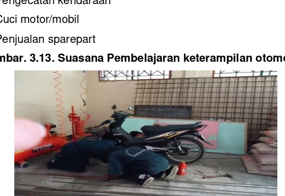 Gambar. 3.13. Suasana Pembelajaran keterampilan otomotif  