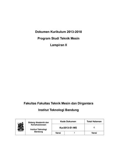 Dokumen Kurikulum Program Studi Teknik Mesin. Lampiran II