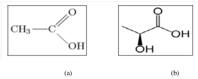 Gambar 2. Rumus Struktur (a) Asam Asetat dan (b) Asam laktat 