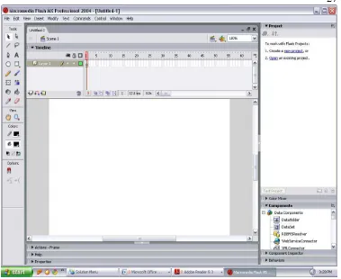 Gambar 2.2 Tampilan Kerja Flash MX Professional 2004 