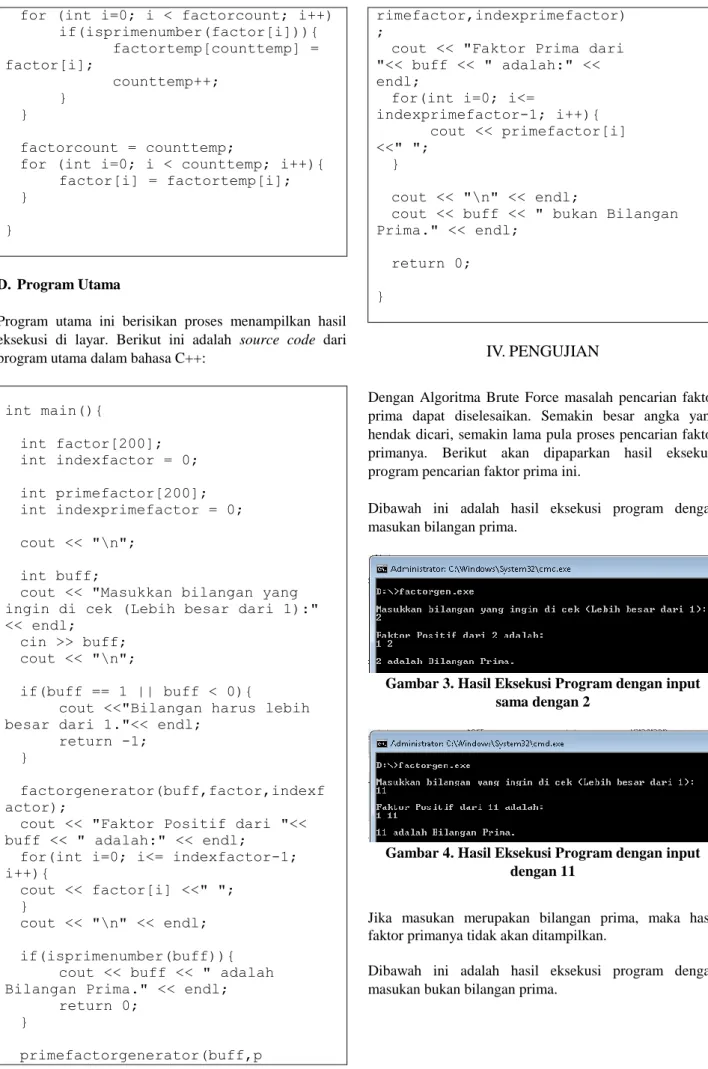 Gambar 4. Hasil Eksekusi Program dengan input  dengan 11 