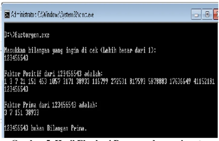 Gambar 5. Hasil Eksekusi Program dengan input  sama dengan 123456543 