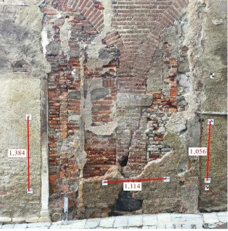 Table 1. Number of photos, model of camera, and point cloud. Data for case C are referred not only to the studied wall but to the whole oven room