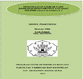 Gambar  4.3.5  Modul  Praktikum  Fisiologi  Tumbuhan  Tentang  Pemanfaatan  Limbah  Tahu  Terhadap  Pertumbuhan  Tanaman  Seledri  (Apium  graveolens L.) 