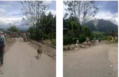 Gambar: Pembangunan jalan raya dan  parit di desa Suka Meriah Pasca Bencana alam   